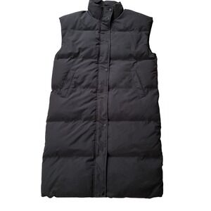 Dazy Black Longline Puffer Vest Sleeveless Quilted Outerwear Jacket Small